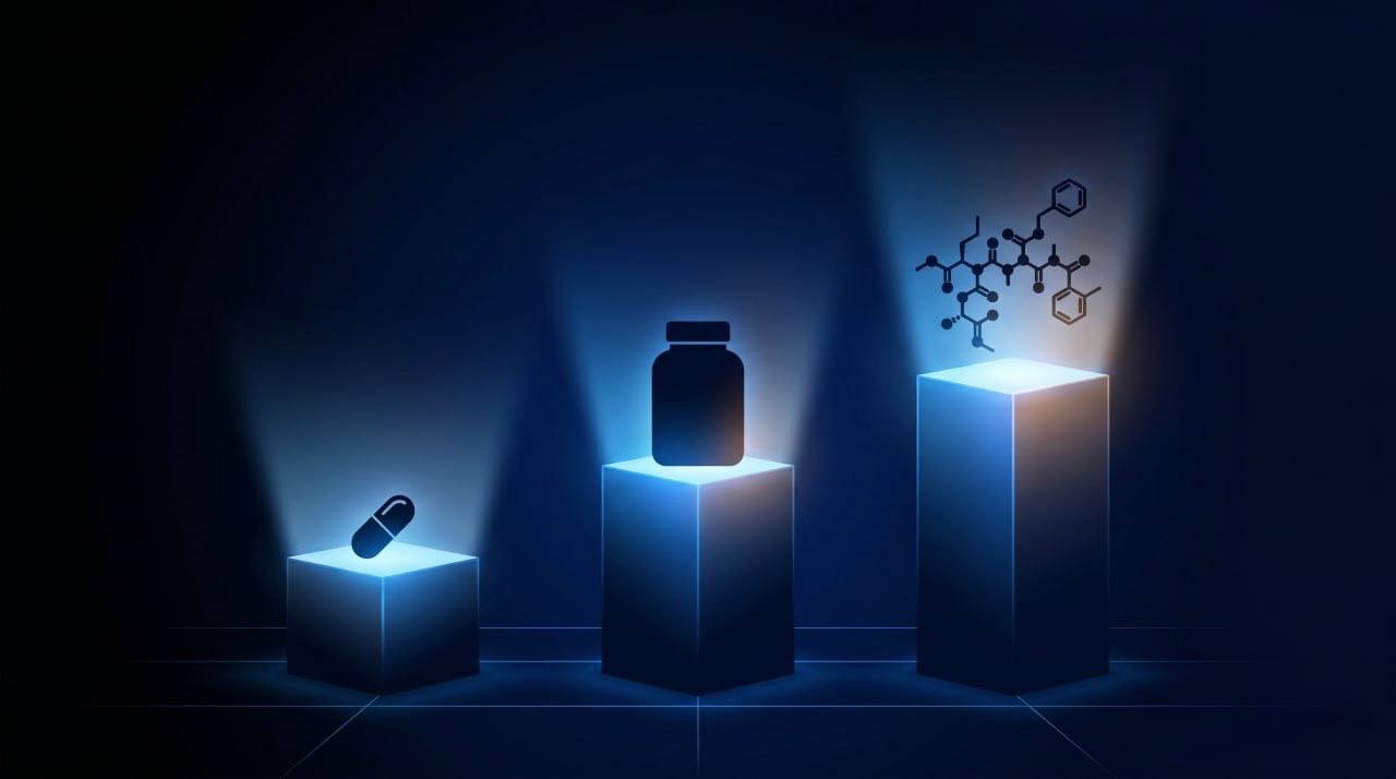 Three tiers of nutraceutical risk: vitamins, supplements and peptides on ascending platforms
